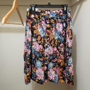 Nordstrom Lily White Front-Button Floral Skirt